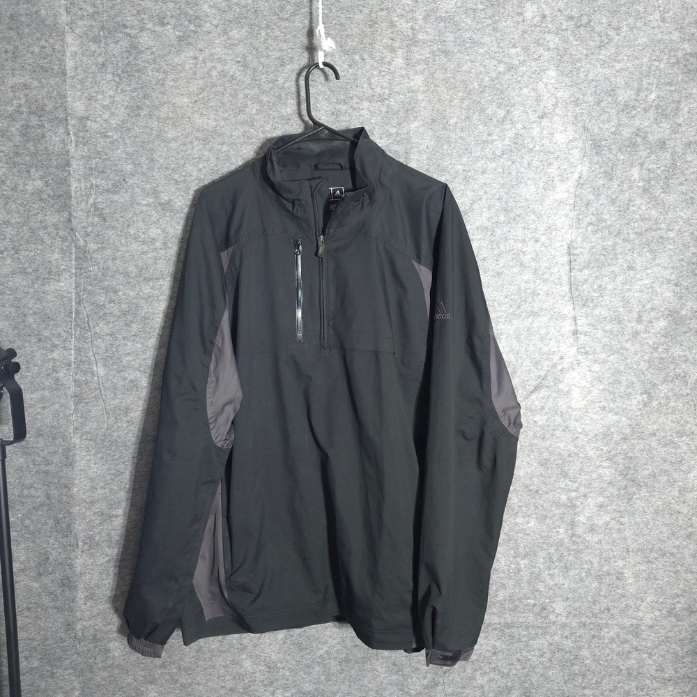 Adidas Golf Pullover Men XL Black Grey Quarter Zip Windbreaker Sports Cool Clima